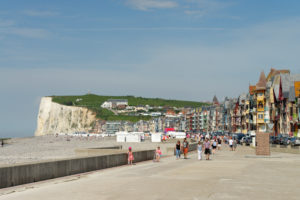 Chalk rocks and seafront of Mers-les-Bains, Seine-Maritime Normandie, Normandy, France Chalk rocks and seafront of Mers-les-Bains, Seine-Maritime Normandie, Normandy, France
